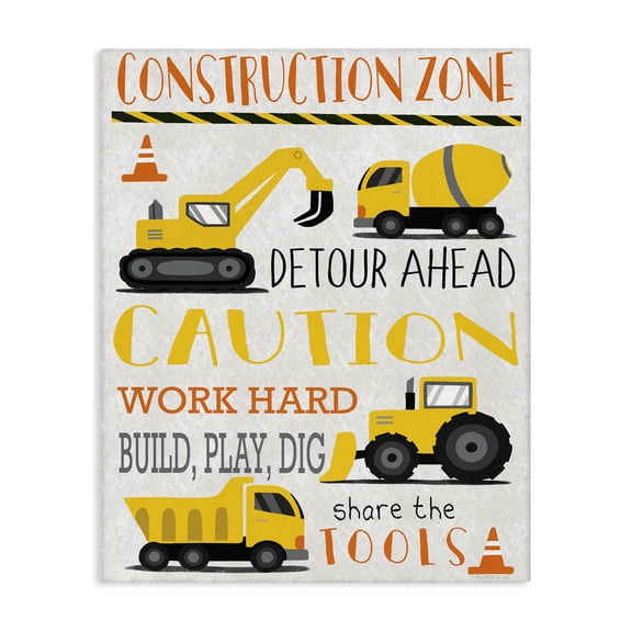 Stupell Industries Construction Zone Ahead Quotes and Sayings Painting Wrapped Canvas Canvas Art Print Wall Art, 16 x 20