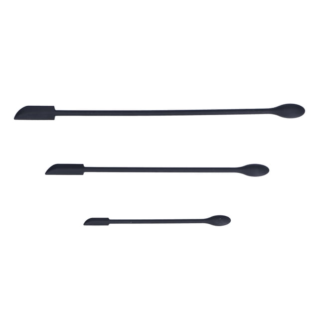 Espátula pequeña para tarros, 3 espátulas de silicona de grado alimenticio, doble cabeza, crema de mermelada de frutas, espátula de maquillaje para cocina, color negro
