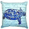 thumbnail image 2 of Betsy Drake Interiors Sea Turtle Blue Script No Cord Pillow 16x20, 2 of 3