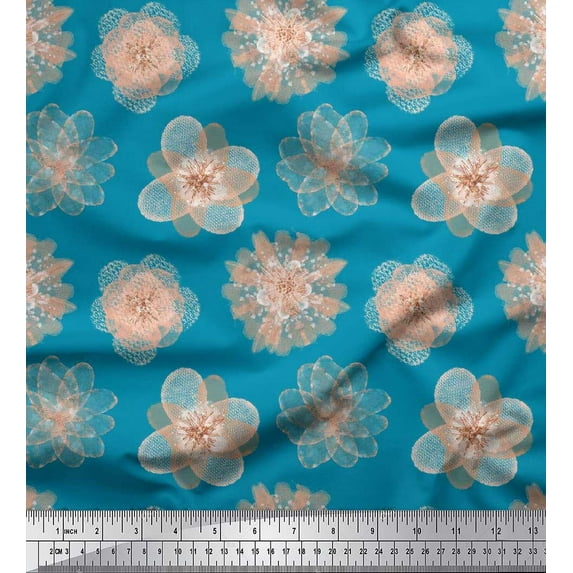 Soimoi Moss Georgette Fabric Artistic Flower Decor Fabric Printed Yard 42 Inch Wide