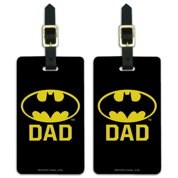 Batman Bat Dad Shield Logo Luggage ID Tags Suitcase Carry-On Cards - Set of 2