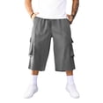 thumbnail image 2 of SOOMLON Mens Cargo Capri Pants Big and Tall Elastic Waist Half Pants Loose Outdoor Pants Trendy Weekend Clothes, 2 of 9