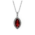 thumbnail image 2 of Galaxy Gold 14K Solid White Gold 18" Necklace with Natural Diamonds and a Marquise-Shaped Garnet, 14"-24" Sizes, January Birthstone, Symbol of Passion, 2 of 7