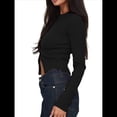 thumbnail image 2 of Suéter Corto Informal de Larga con Cuello Halter, Botones y Abertura Frontal para Mujer Negro XL, 2 of 7