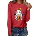 thumbnail image 5 of Miqool Womens Tops Cute Festival Fall Shirts Halloween Long Sleeve Pumpkin T-Shirts Casual Thanksgiving Graphic Tee Tops, 5 of 7
