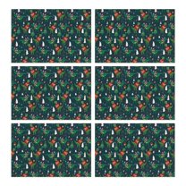Green Christmas Dinosaur and Snowman Pattern Summer Placemats Table Placemats Set Of 6-Linen Kitchen Washable Placemats Table Mats 11.8"x17.7" Non-Slip Heat Resistant
