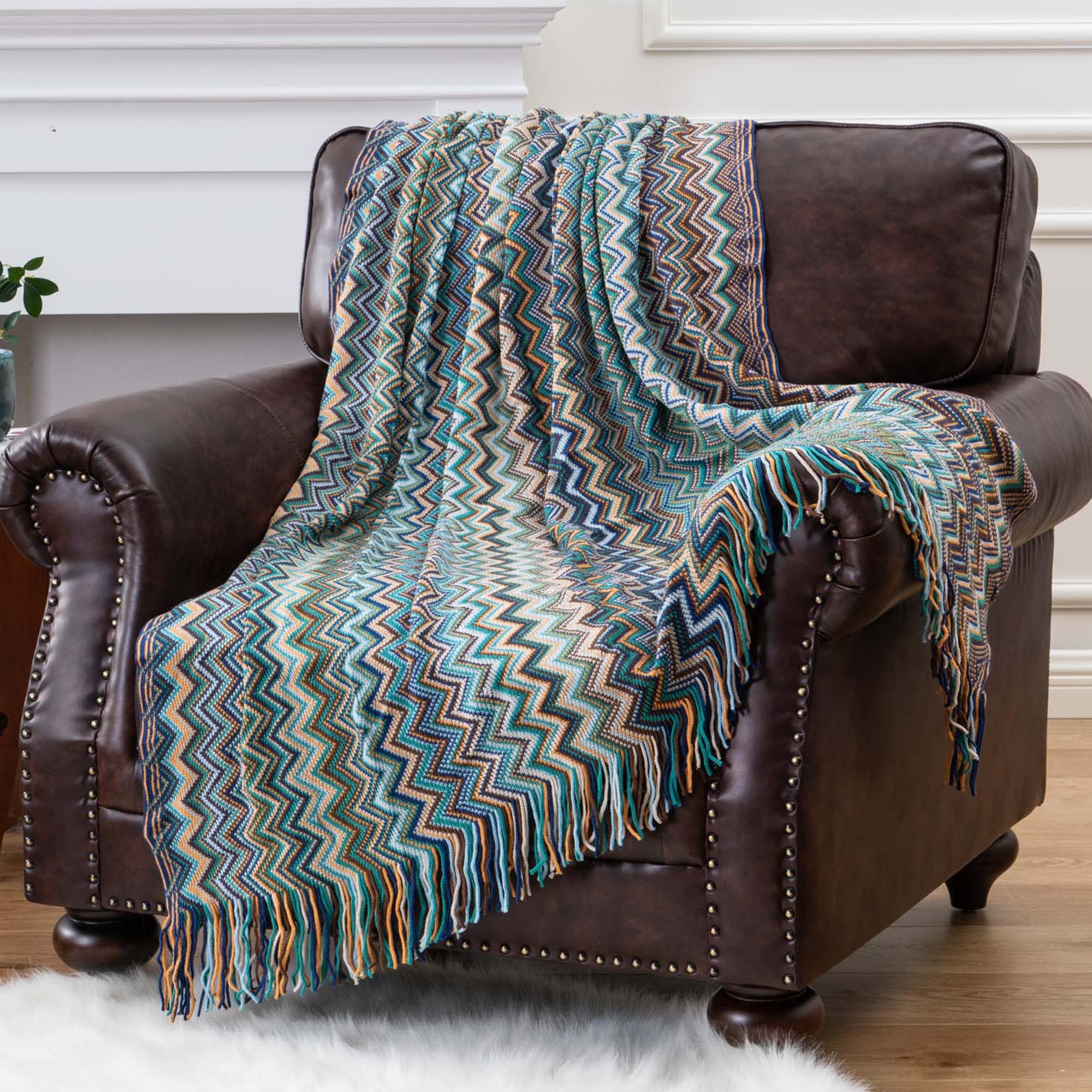 Battilo Boho Throw Blanket,Teal Throw Blankets for Couch Bed Sofa,Soft ...