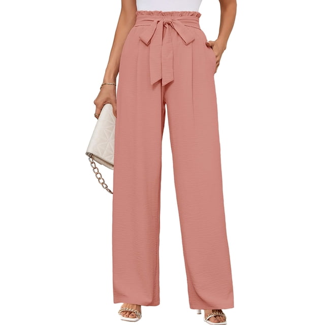 Pantalones anchos KORSIS para mujer, ligeros, cintura alta, rosa, 2XL