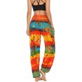 thumbnail image 2 of SWSMCLT Women's Boho Pants Smocked Waist Harem Cinch Bottom Beach Trousers Print Bloomer Yoga Hippie with Pockets Bohemian Aladdin Indian Thai Baggy Patterned4 One Size, 2 of 5