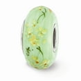 thumbnail image 2 of FB Jewels Ster.Silver Reflections Green Hand Painted Oriole Fenton Glass Bead, 2 of 3