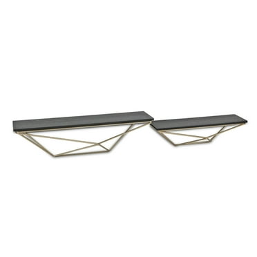 Contemporary Home Living Set of 2 Black and Gold Wall Shelves 23.5"