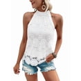 thumbnail image 3 of Women'S Tank Tops Hollow Out Lace Boho Blouse Eyelet Embroidery Sleeveless Tops Shirts White S, 3 of 9