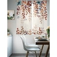 thumbnail image 5 of Sheer Curtains 63 Inches Long, Orange Eucalyptus Leaves Light Filtering Window Curtains for Living Room, Botanical Fall Rustic Beige Rod Pocket Voile Sheer Curtain Drapes, 52"W x 63"L, 2 Panels, 5 of 8