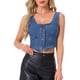thumbnail image 1 of INSPIRE CHIC Chaleco de Mujer de Mezclilla Sin Mangas Cuello Cuadrado Chaleco Corto con Botones Frontal XS Azul, 1 of 6