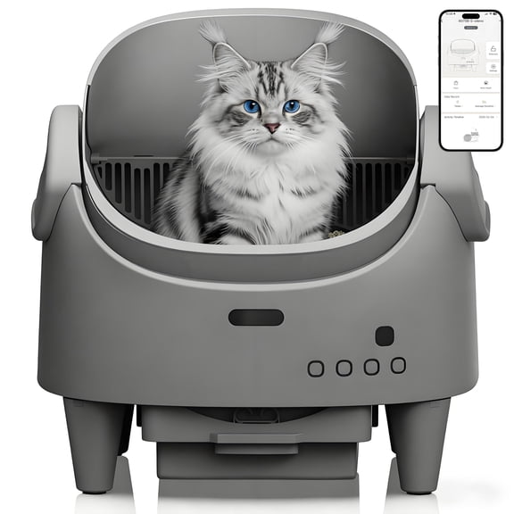 Grey Open-Top Smart Self-Cleaning Automatic Cat Litter Box