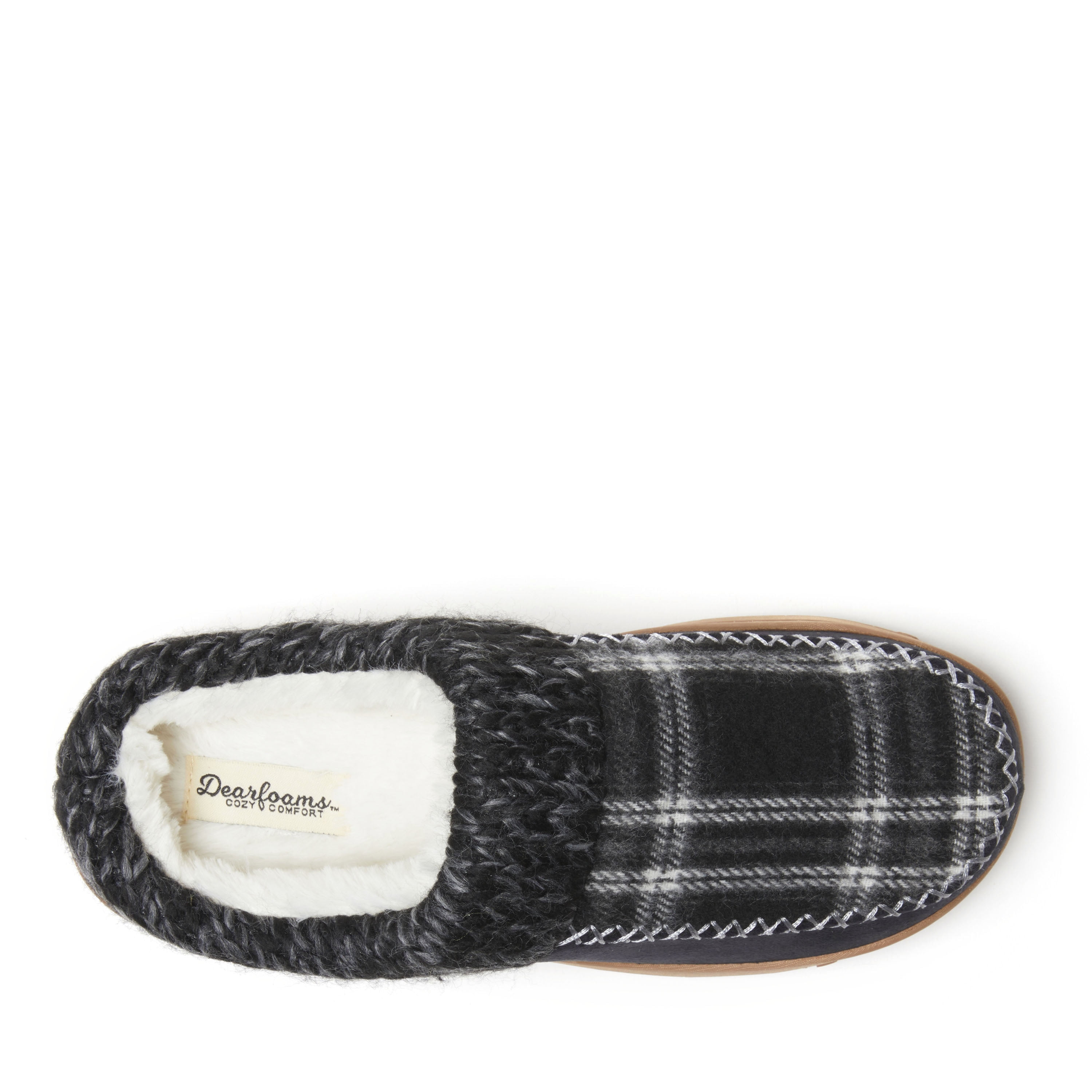 Dearfoams Cozy Comfort Women's Moc Toe Clog Slippers with Chunky Knit Collar