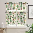 thumbnail image 3 of Cartoon Drapery Curtains, Merry Christmas Cute Bells Pine Tree Pole Pocket Window Decorations, Kitchen Living Room Bedroom 54x18in+27x24in X2, 3 of 5