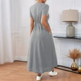 thumbnail image 5 of Women'S Short Sleeve Maxi Dresses Casual Long Dress with Pockets Grey XXL, 5 of 9