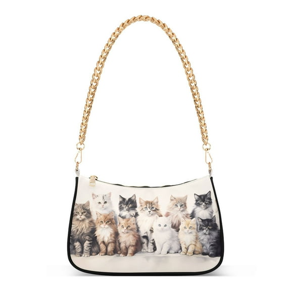 Cats WhiteWomen Small Shoulder Bag Crossbody Tote Hobo Bags Purse Clutch Handbags with Chain Strap for Women