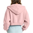 thumbnail image 6 of Atogsazn Kids Girls Full Zip Cropped Hoodies Casual Long Sleeve Hooded Sweatshirt Fleece Jogger Jacket Fall Tops Pink 13-14 Years Fashion, 6 of 6