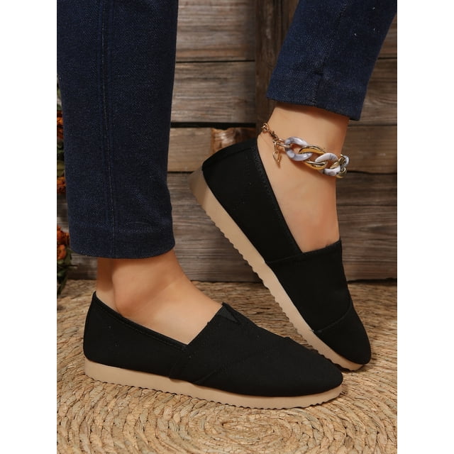 Women's Casual Comfortable Soft Classic Round Toe Canvas Flat Shoes, Versatile