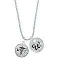 thumbnail image 1 of Delight Jewelry Silvertone Domed Black RT Silvertone Script Initial Disc - W - Charm Necklace, 20"+3", 1 of 4