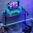 thumbnail image 6 of RSPGAME Gaming Desk PC Computer Office Gamer Table Desk with LED Lights & Monitor Stand in Red, 6 of 9