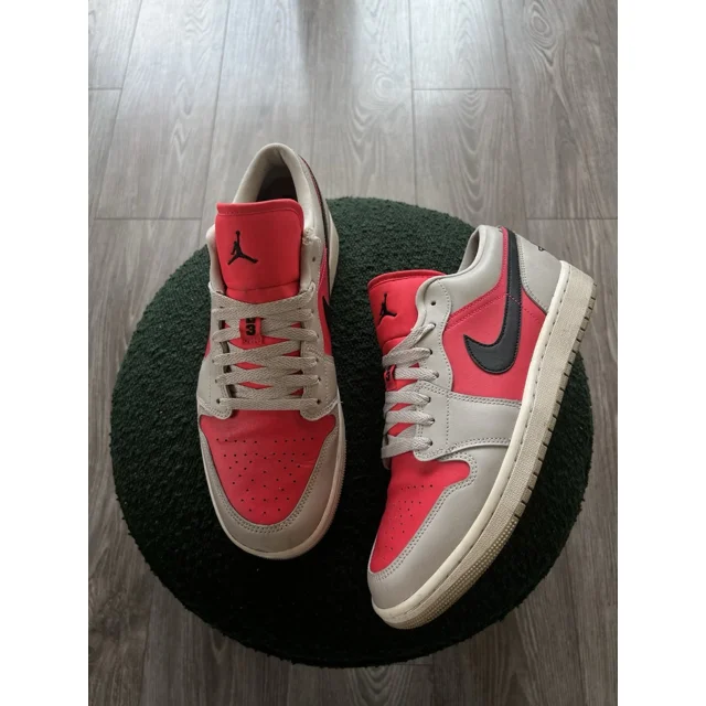 N I-K-E A i r-Jor-dan 1 Low Light Iron Gray/Red Avant Garde Men’s Sneakers M11,5