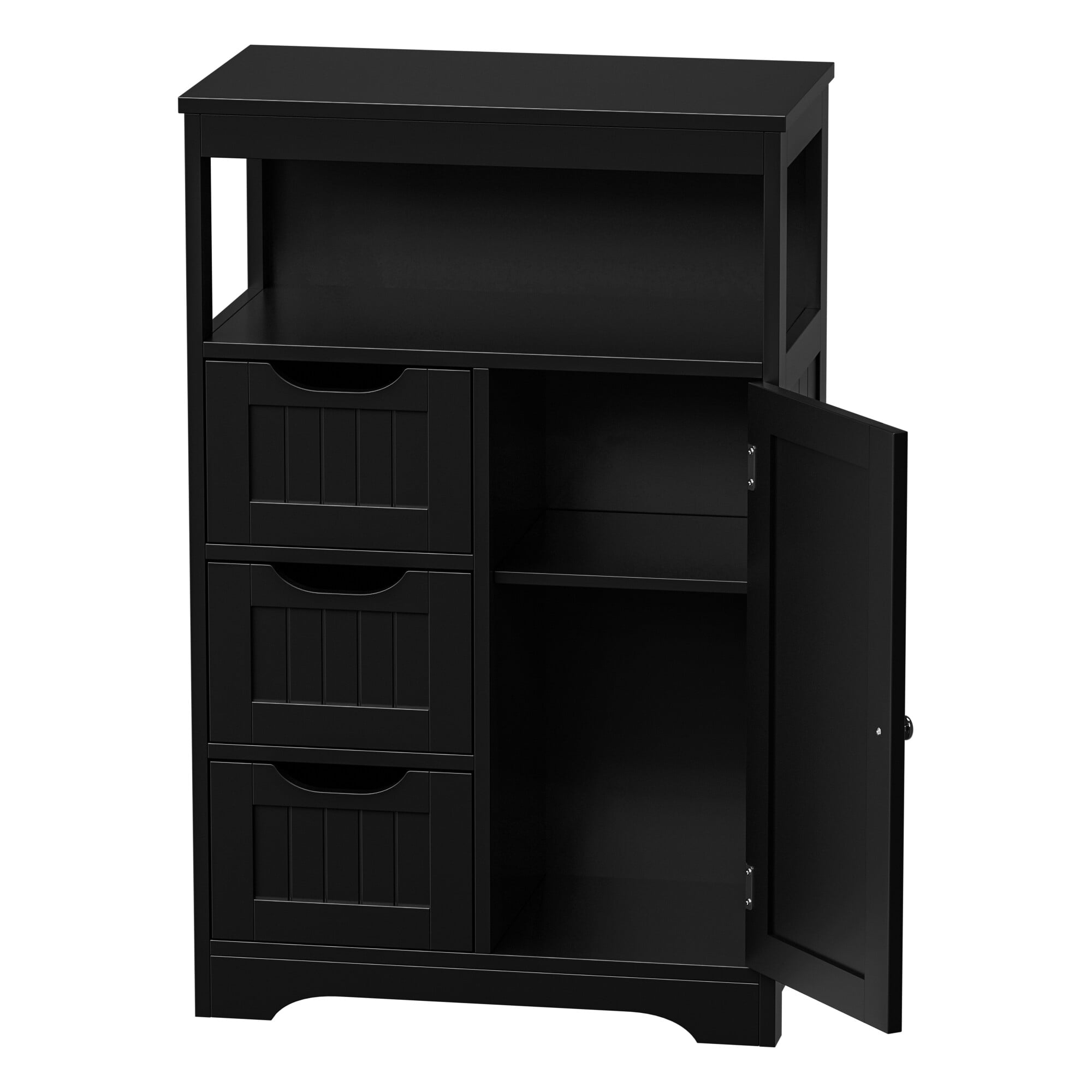 ZENSTYLE Bathroom Cabinet 3 Drawers Storage Organizer Floor Cupboard Home Living Room Decor Black