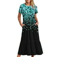 thumbnail image 1 of Robe à Manches Courtes Imprimée pour Femme, Robe Décontractée à Col Rond avec Motif Intégral, Robe Légère en Polyester Lavable à la Machine pour Usage Quotidien, 1 of 5