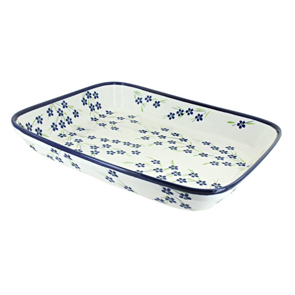Blue Rose Polish Pottery Willow Large Rectangular Baker