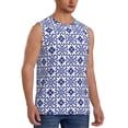 thumbnail image 2 of Bixox Men's Blue And White Porcelain Chinaware Printed Shirt Sleeveless Fitness Tank Top-Medium, 2 of 7