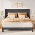 thumbnail image 3 of Full Size Bed Frame, Upholstered Platform Bed Frame with Sturdy Metal Frame, Noise-Free, No Box Spring Needed, Easy Assembly, 850 lbs - Dark Gray, 3 of 9
