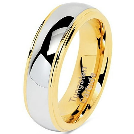 Engagement Ring 6mm Semi Setting - 6mm Tungsten Rings For Men Women Wedding Band Two Tones Gold Silver Engagement Size 5-13 With Half Sizes Available