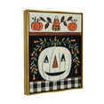 thumbnail image 3 of Fall Jack-o-Lantern Tartan Pattern Holiday Graphic Art Metallic Gold Framed Art Print Wall Art, 3 of 6