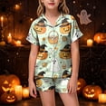 thumbnail image 2 of Leey-World Halloween Pajamas Girls Kids Satin Pajama Sets Classic Button Down 2pcs Sleepwear Pjs for Girls Relaxed Home Wear Pjs for Girls 2T 3T 4T 5T 6T 7T 8T, 2 of 6