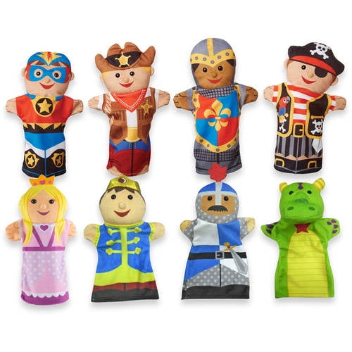 Melissa & Doug Adventure Hand Puppets (Set of 2, 4 puppets in each