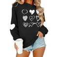 thumbnail image 5 of FAWUUDO Valentines Day Shirts Women Valentine Crewneck Sweatshirts Love Heart Sweatshirt Valentine's Long Sleeve Tops Black XS, 5 of 9
