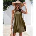 thumbnail image 5 of Summer Dresses for Women Vacation Casual Beach Sundress Sleeveless Tank Crewneck Shift Swing Dress Green S, 5 of 10