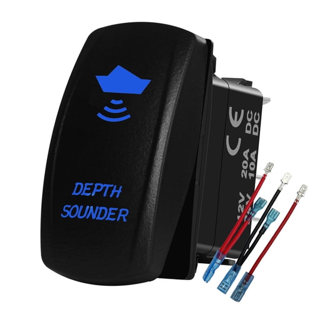 HAHDAXIA Blue Led Depth Sounder Rocker Switch 5Pin On Off SPST Depth Finder Toggle Switch for Marine Boat Kayak Fishing Boat Pontoon Sailboat Lake 12V 24V