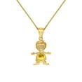 thumbnail image 1 of Precious Stars Pendentif Garçon/fille en Or Jaune 14K avec Zircon Cubique Rond Pierre de Naissance de Novembre et Collier Chaîne de 24 Pouces, 1 of 7
