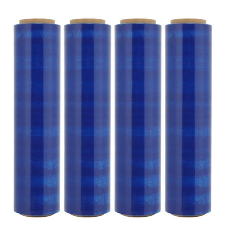 18" x 1500' 80 Gauge 4 Rolls Pallet Wrap Stretch Film Hand Shrink Wrap 1500FT Blue