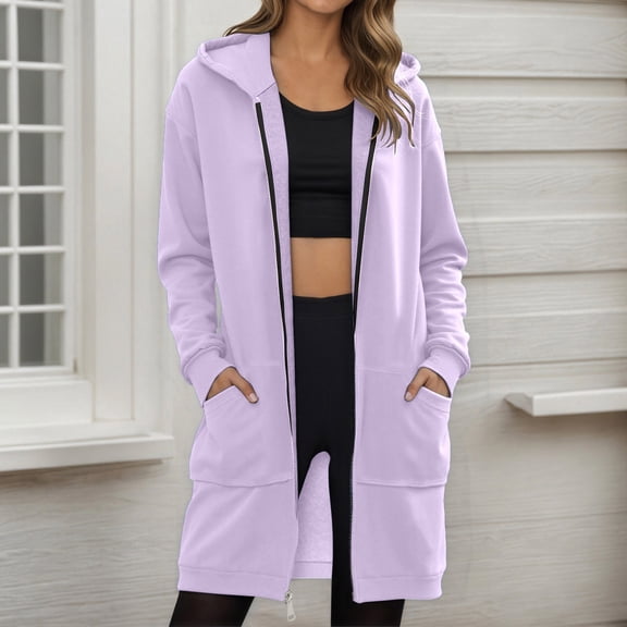 AGWOLF Full Zip Up Sweatshirts for Women Trendy Cradient Color Hooded Jacket Lightweight Long Sleeve Y2K Hoodies Preppy Tops