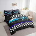 thumbnail image 4 of Feelyou Futuristic Race Car Twin Bedding Sets 7-Piece, Blue Cartoon Automobile Bedding Comforter Set, Teens Kids Boys Girls Reversible Sheet Sets, Super Cozy Room Decor, 4 of 8