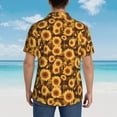 thumbnail image 4 of Sikiie Vintage Brown Plaid Sunflower Print Men's Hawaiian Shirt, Summer Beach Button Pocket Short Sleeve T-Shirt,Large, 4 of 7