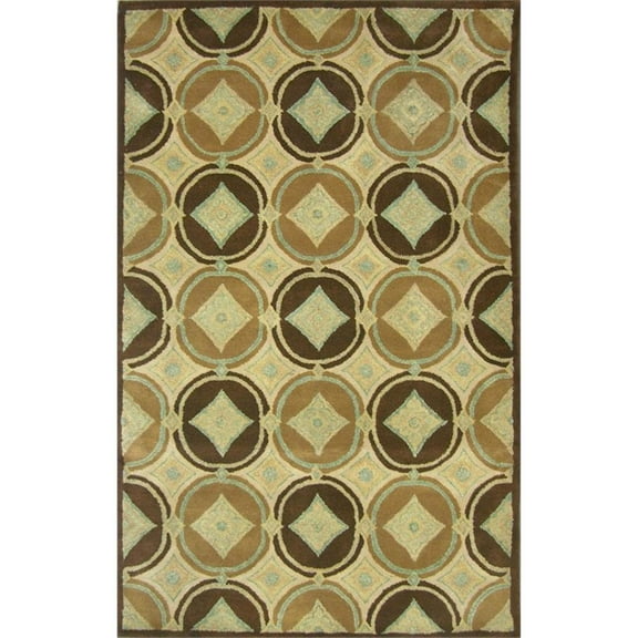 Hugoh 02 5x8 Green Handtufted Wool Area Rug