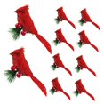 thumbnail image 3 of 10 pájaros artificiales rojos navideños con ilustraciones de clip, decoraciones de pájaros falsos para centros de mesa de jardín interior y balcón., 3 of 8