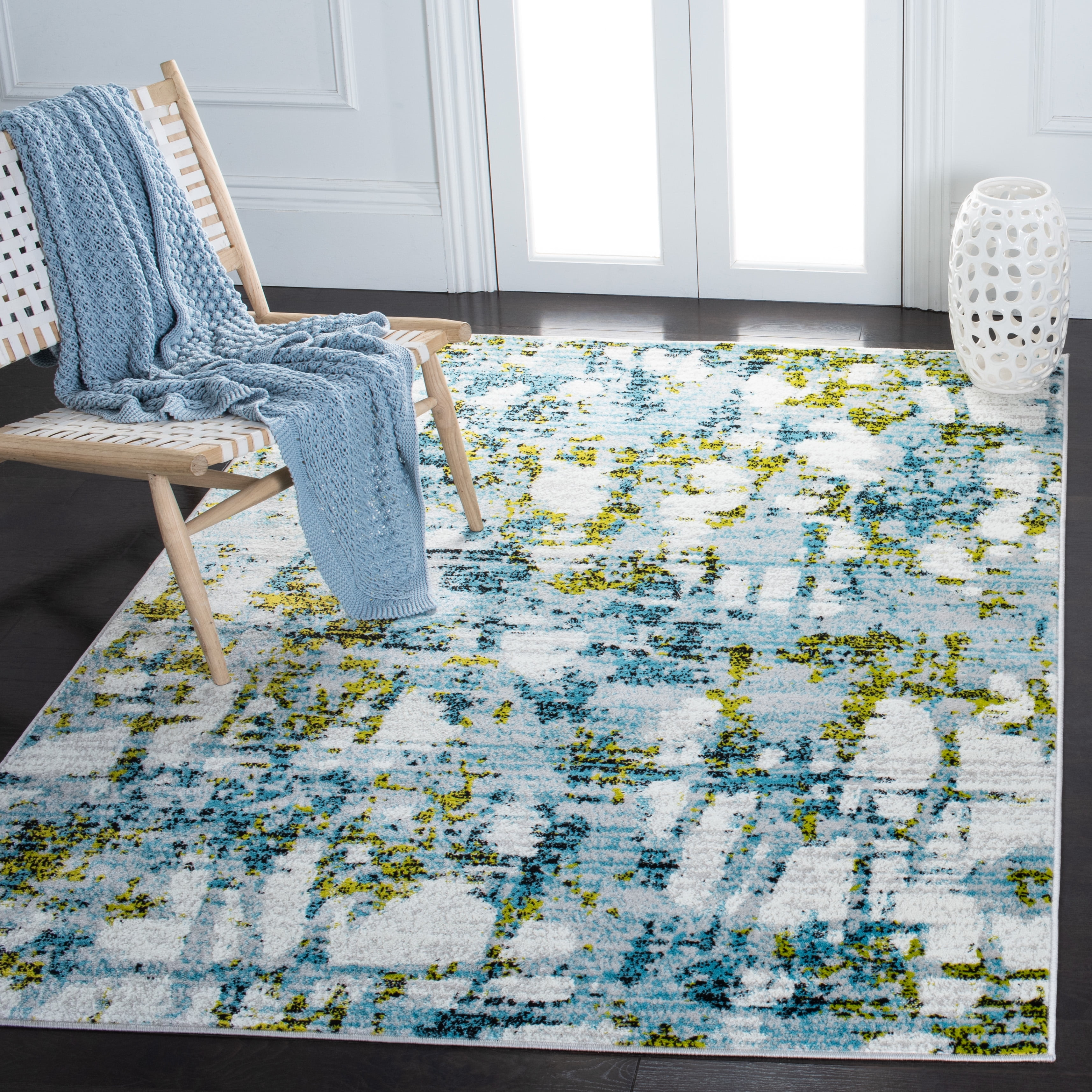 SAFAVIEH Skyler Langston Distressed Area Rug, Teal/Green, 4' x 6'