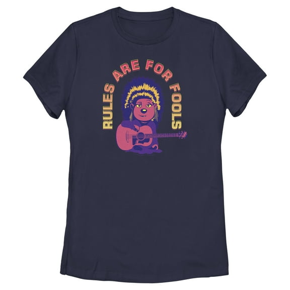 Women's Sing 2 Ash Rules Are for Fools  Graphic Tee Navy Blue Medium