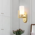 thumbnail image 2 of Modern Wall Lamp White Glass Shade Brass Wall Light, Indoor Wall Sconce Lights American Style Wall Mounted Lamps for Bedroom Living Room Hallway Stairs Lighting Fixtures, 2 of 5